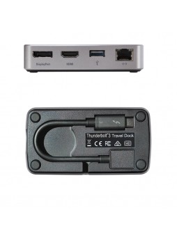 Thunderbolt 3 Mini Dock With Built-In Thunderbolt Cable Dual 4K HDMI DP RJ45